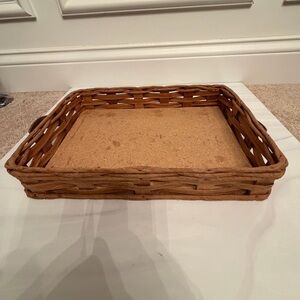 Vintage Pyrex Baking Dish Holder - Woven Wicker Basket w Leather Handles 233N
